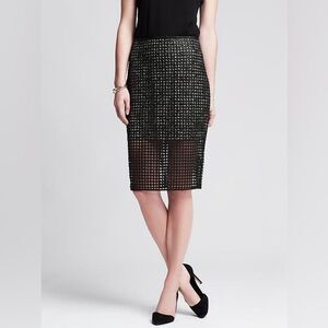 Banana Republic Leopard coated lace pencil skirt size 8 NWOT